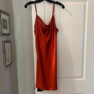 Bebe Sleek Rust Orange Slip Dress